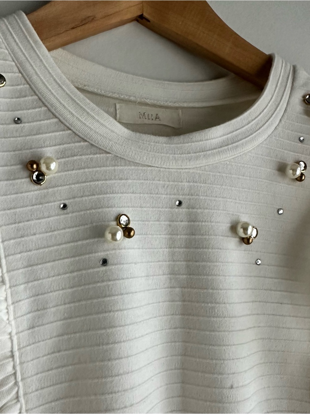 White Ruffle Sleeve Embellished Tank Top - Picture 10 of 10
